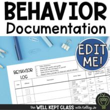 Behavior Documentation Form Editable Log