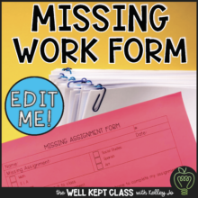 Missing Assignment Form Log